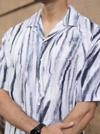 Powerlook Abstract Printed Drop-Shoulder Sleeves Structured Shirt