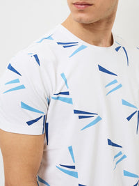 SPYKAR Men Abstract Printed Round Neck Cotton Slim Fit T-shirt