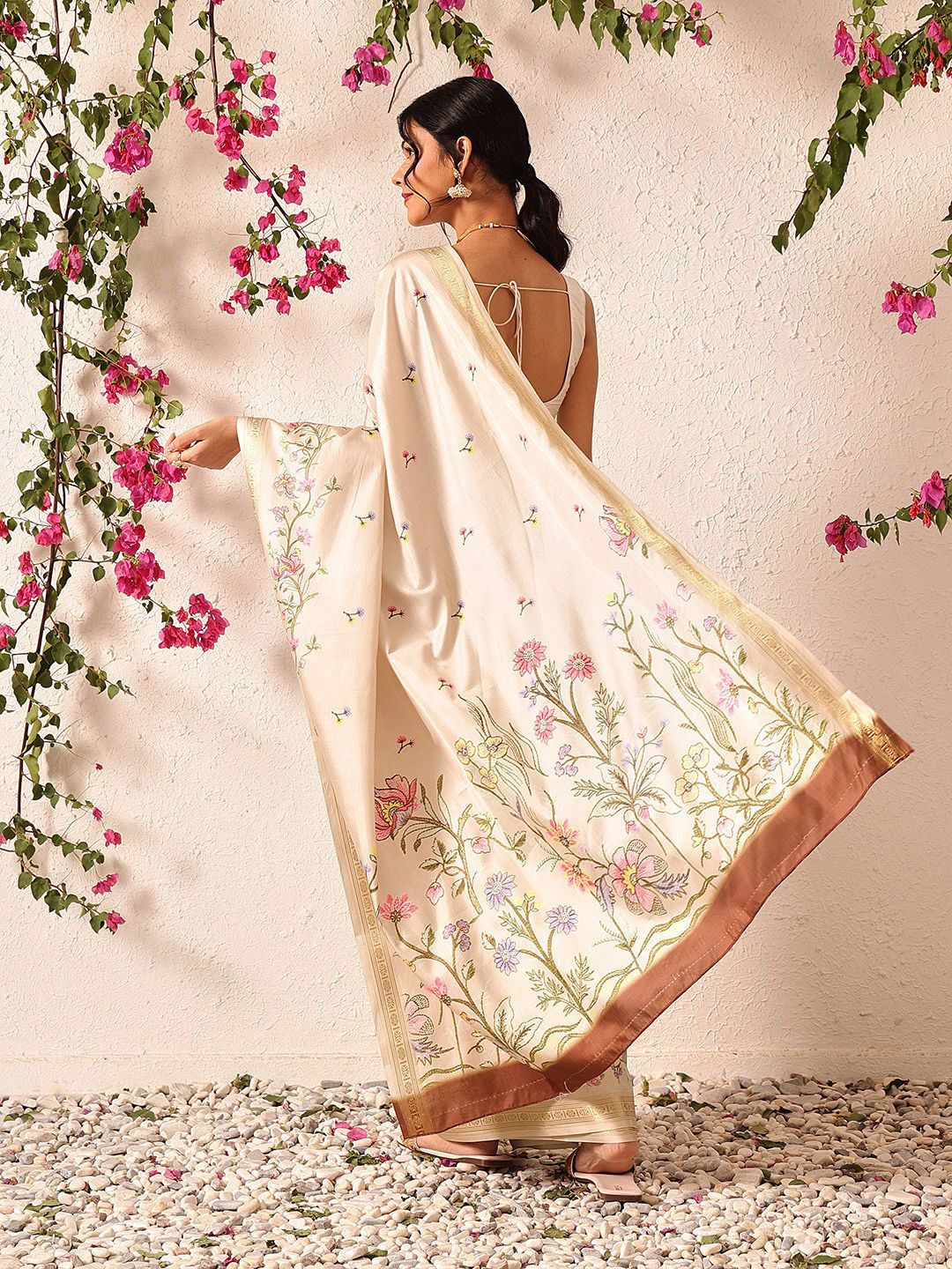 Silk Land Tussar Color Soft Silk Floral Digital Printed Saree