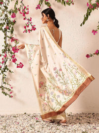 Silk Land Tussar Color Soft Silk Floral Digital Printed Saree