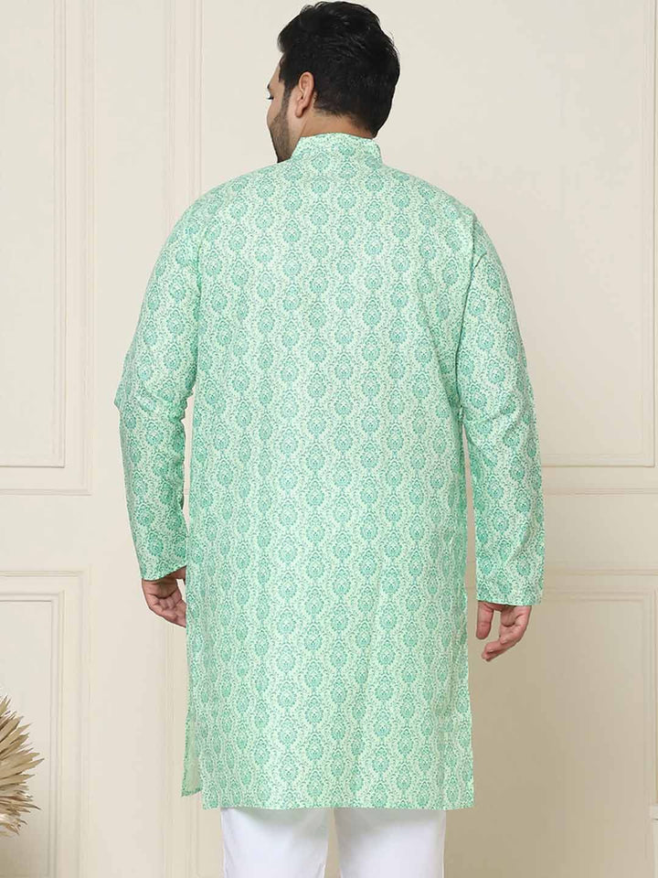 SOJANYA PLUS Saiz Motif Etnik Kolar Jalur Kurta Lurus
