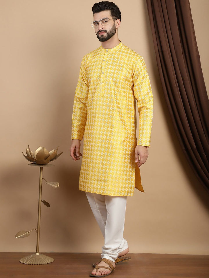Anouk Floral Printed Mandarin Collar Regular Straight Kurta With Churidar