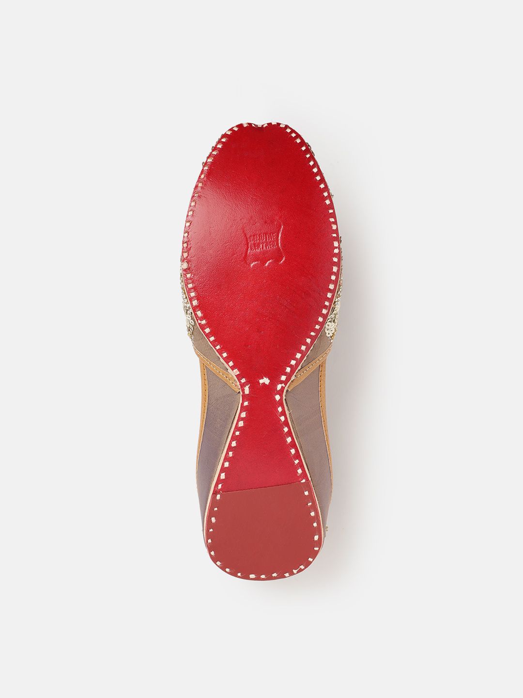 House of Pataudi Women Sequin Embellished Leather Mojaris