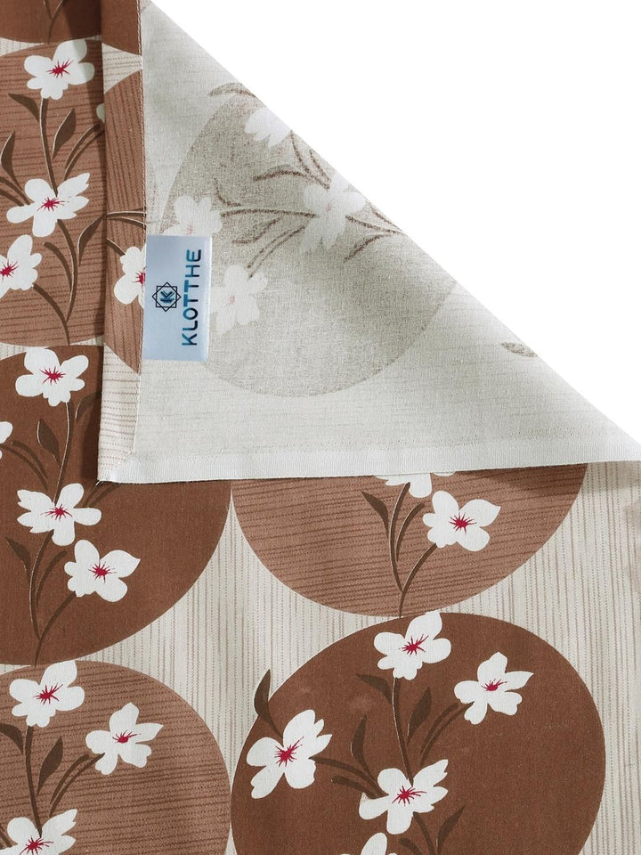 KLOTTHE Brown Floral Cotton Single Bedsheets