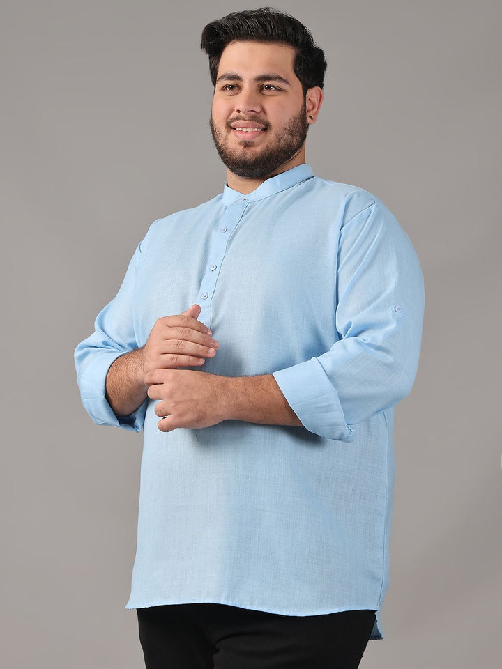SOJANYA PLUS Size Band Collar Cotton Straight Kurta