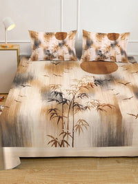 Myntra Elegant Homes Beige Floral 400 TC King Bedsheet with 2 Pillow Covers