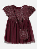 Nauti Nati Girls Sequinned Fit & Flare with Sling Bag