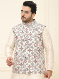 SOJANYA PLUS Men Printed Nehru Plus Size Jacket