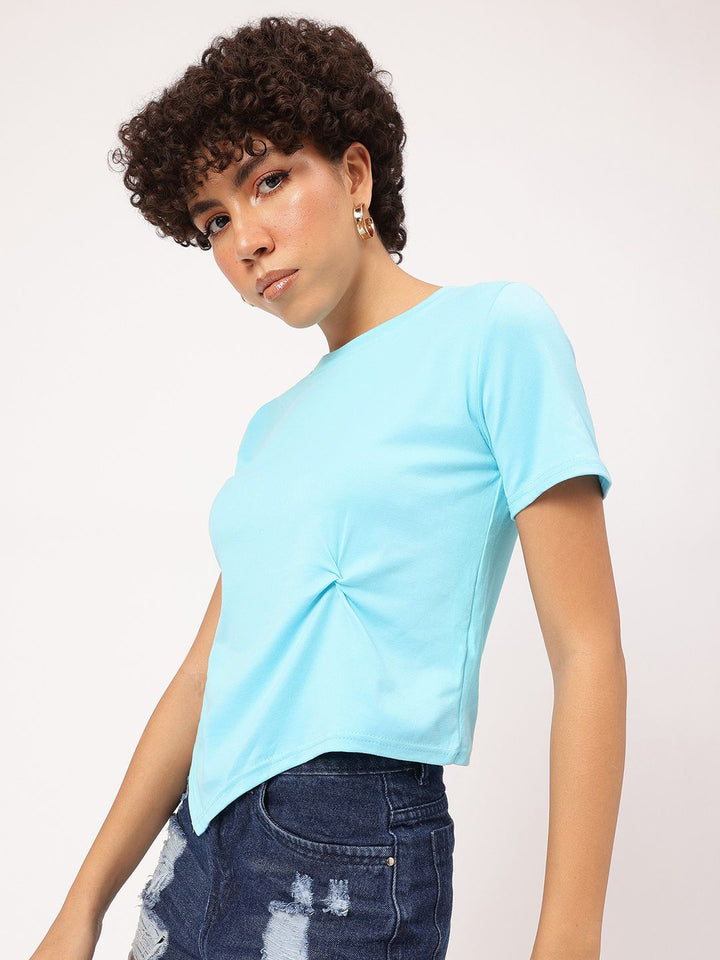 DressBerry Minimalism Essential Twisted Knot Asymmetric Hem T-shirt