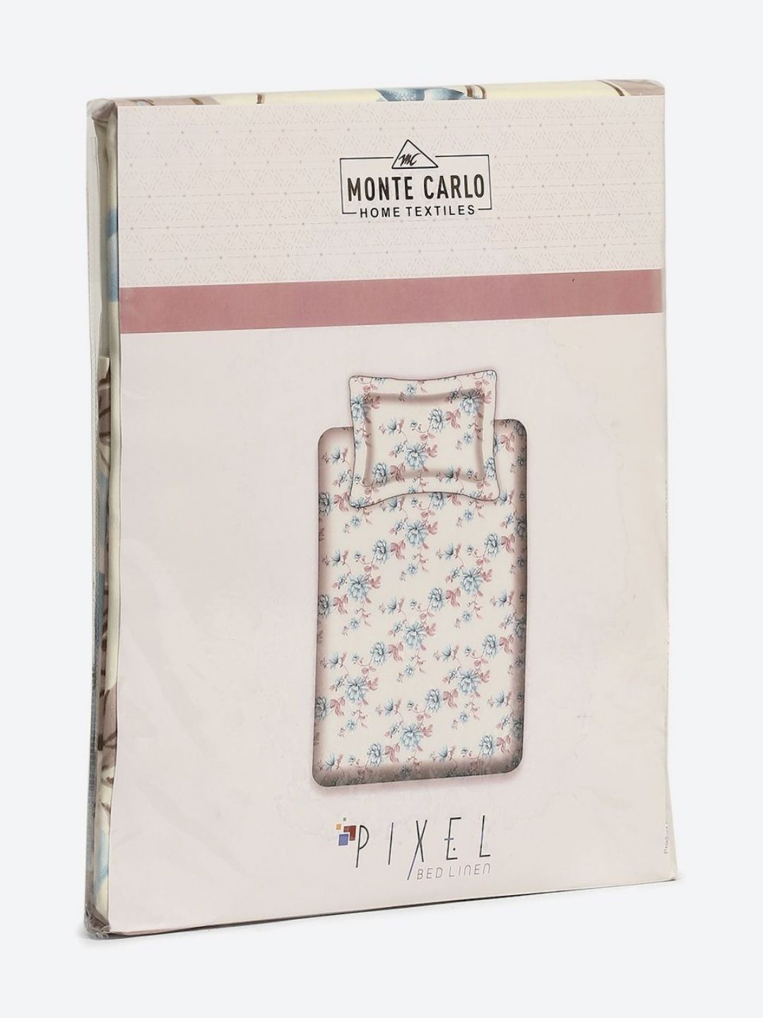 Monte Carlo Off White & Blue Floral Printed 120 TC Single Bedsheet Set 1.52 m x 2.30 m