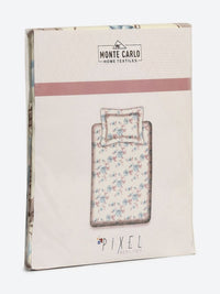 Monte Carlo Off White & Blue Floral Printed 120 TC Single Bedsheet Set 1.52 m x 2.30 m