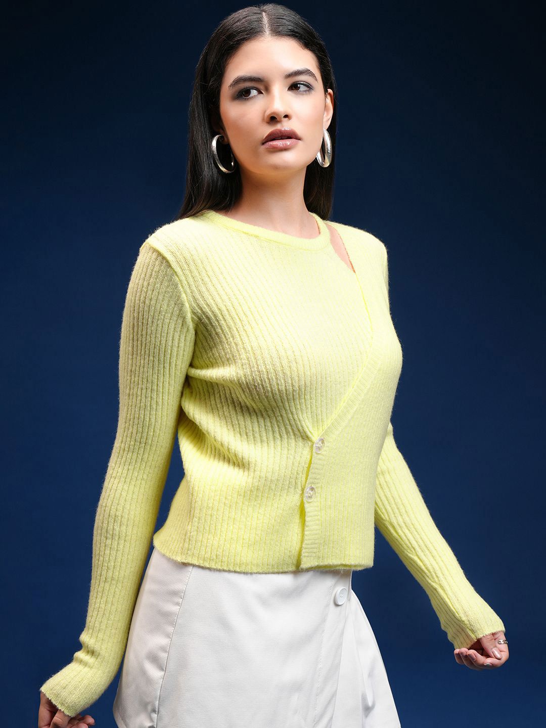 Tokyo Talkies Women Long Sleeves Front-Open Sweater
