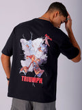 The Indian Garage Co Men Back Printed Boxy Oversized Round Neck Pure Cotton T-shirt
