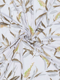 Monte Carlo Stanley White & Olive Green Printed 144 TC King Bedsheet Set 1.85 m x 1.95 m
