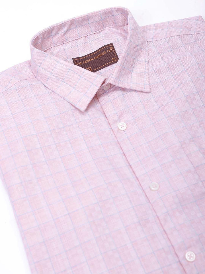 The Indian Garage Co. X Luxe Men Spread Collar Micro Checked Slim Fit Formal Shirt