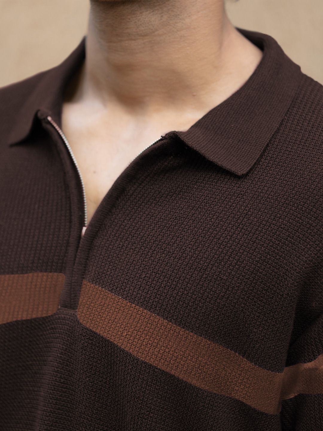 Powerlook Men Striped Polo Collar Cotton T-shirt