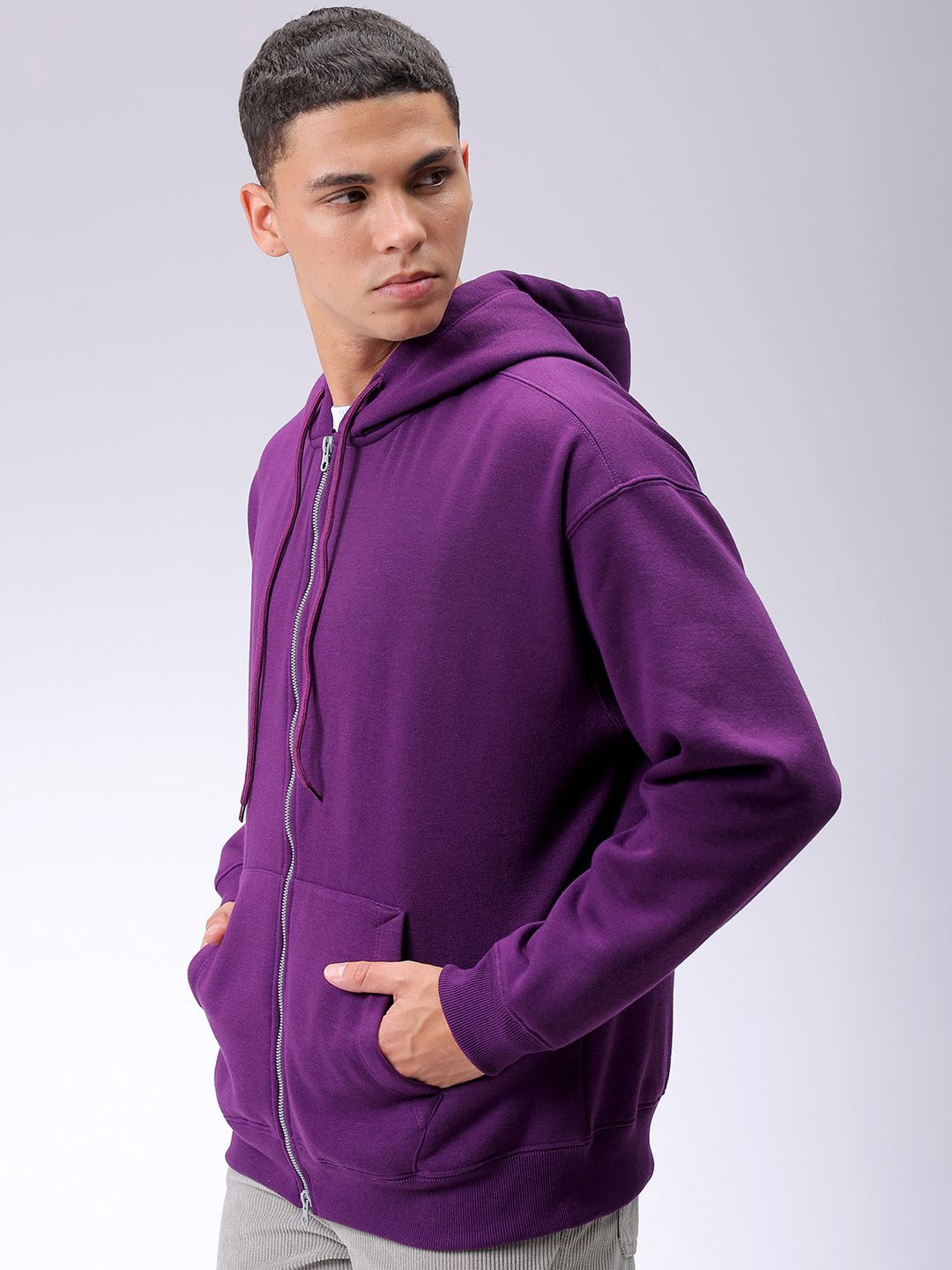 The Indian Garage Co Men Hooded Double Way Front Open Zipper Sweatshirt