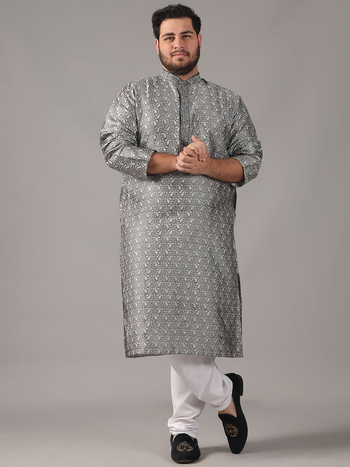 SOJANYA PLUS Plus Size Men Ethnic Motifs Woven Design Straight Kurta With Pyjamas