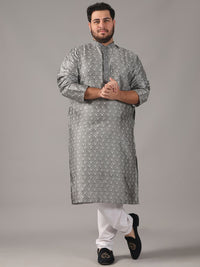 SOJANYA PLUS Plus Size Men Ethnic Motifs Woven Design Straight Kurta With Pyjamas