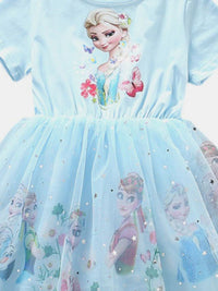 YK Floral Flared Sleeve Fit & Flare Dress