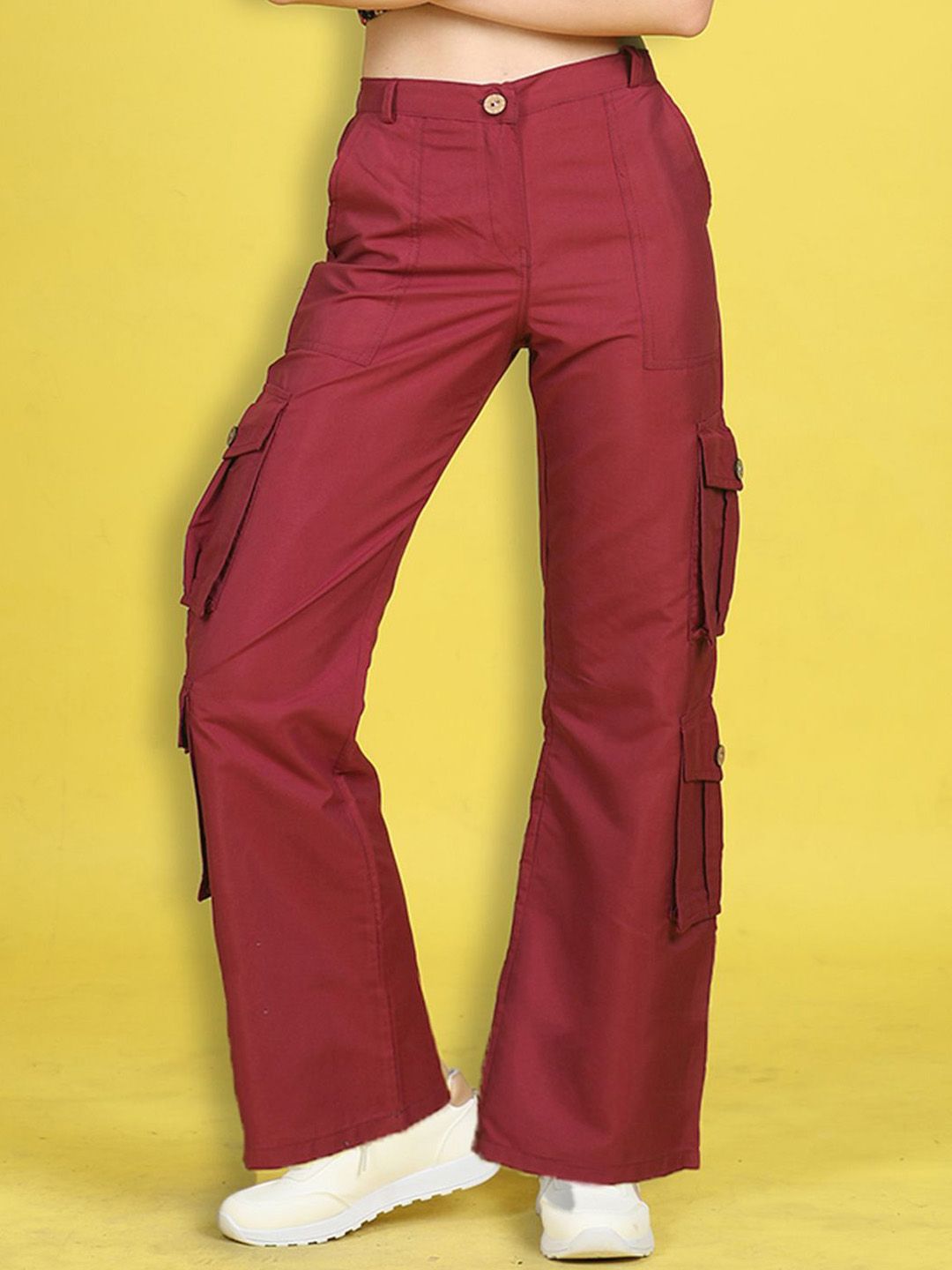 Cutiekins Girls Easy Wash Mid-Rise Cargos Trousers With Pocket Detailing