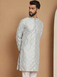 Anouk Men Grey Geometric Gotta Patti Kurta