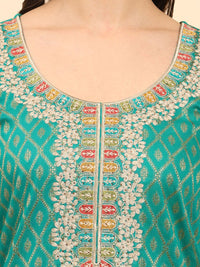Mamicha Women Ethnic Motifs Embroidered Regular Thread Work Pure Cotton Kurta with Palazzos & With Dupatta