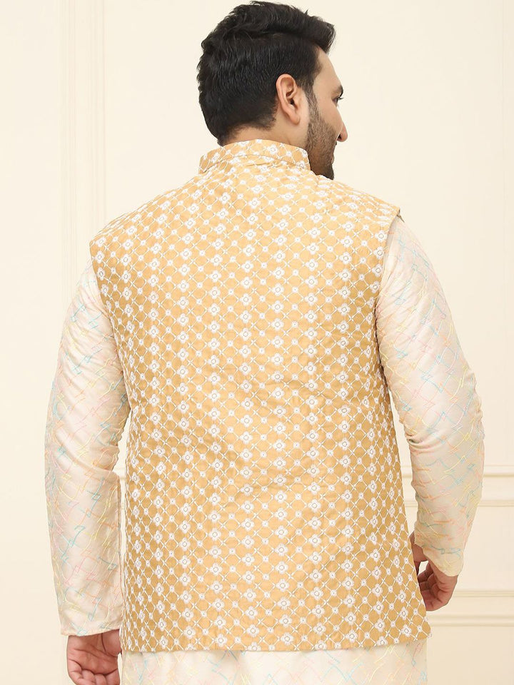 SOJANYA PLUS Jaket Sulam Lelaki Nehru Plus Size