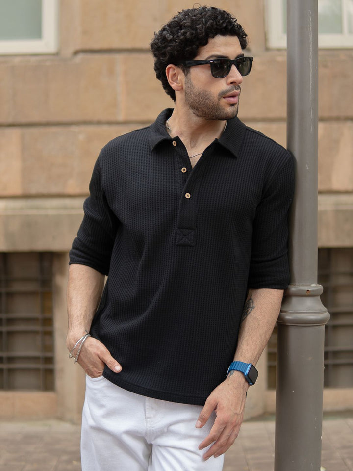 Powerlook Men Textured Spread Collar Casual Shirt