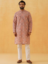 SOJANYA LUXE Lelaki Sulam Benang Kerja Georgette Kurta