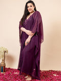Set Kaftan & Seluar Co-Ords Sulam Mamicha Mehfil V-Neck