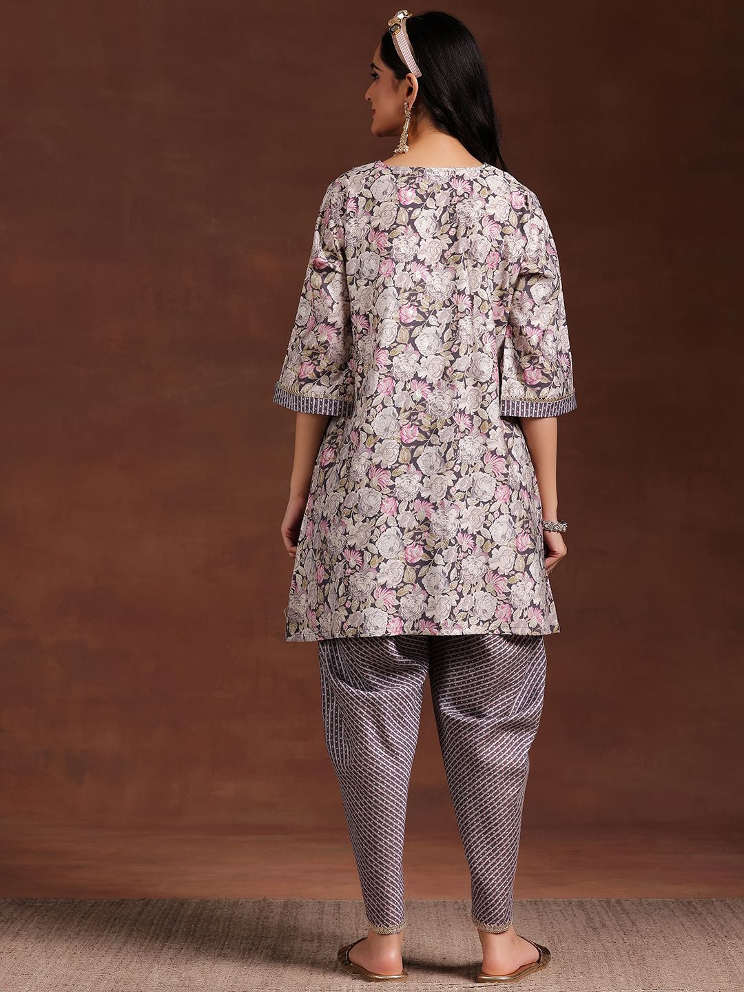 Libas Women Floral Printed Regular Gotta Patti Kurta with Dhoti Pants