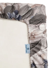 KLOTTHE Beige & Brown Floral Printed Fitted 300TC King 7D Bedsheet With 2 Pillow Cover