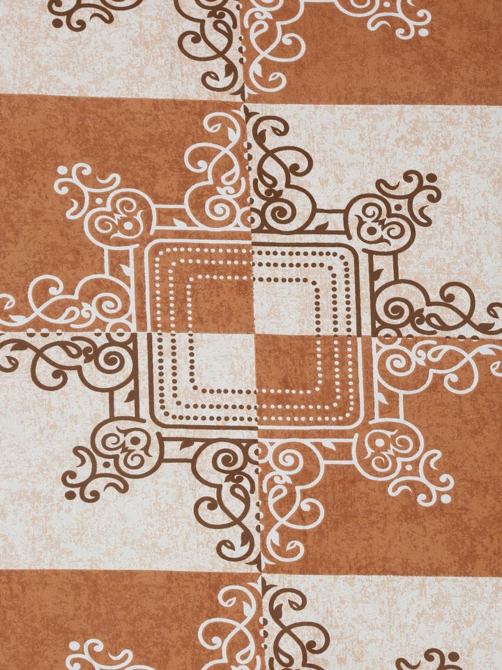 Myntra Elegant Homes Cream-Coloured & Brown Ethnic Motifs 400 TC King Bedsheet with 2 Pillow Covers