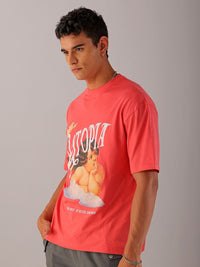 The Indian Garage Co Pure Cotton Typography Printed Boxy Oversized Round Neck T-shirt
