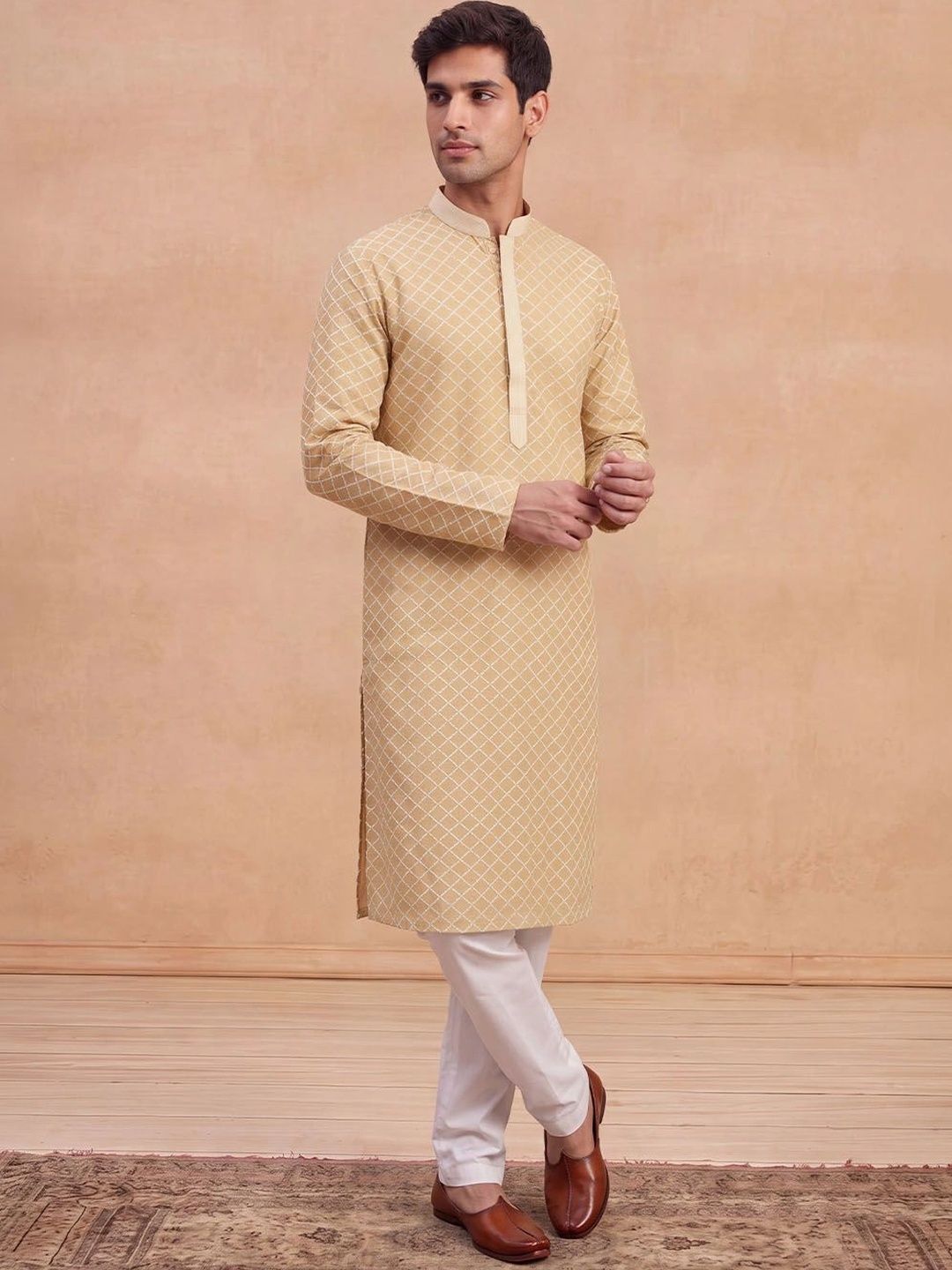 House of Chikankari Men Geometric Printed Kurta