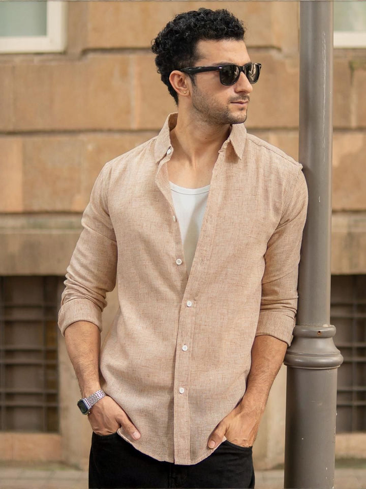 Powerlook Men Slim Fit Solid Spread Collar Casual Shirt