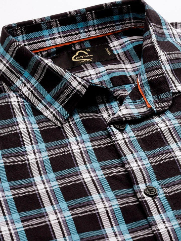 Being Human Pure Cotton Slim Fit Checked Casual Shirt
