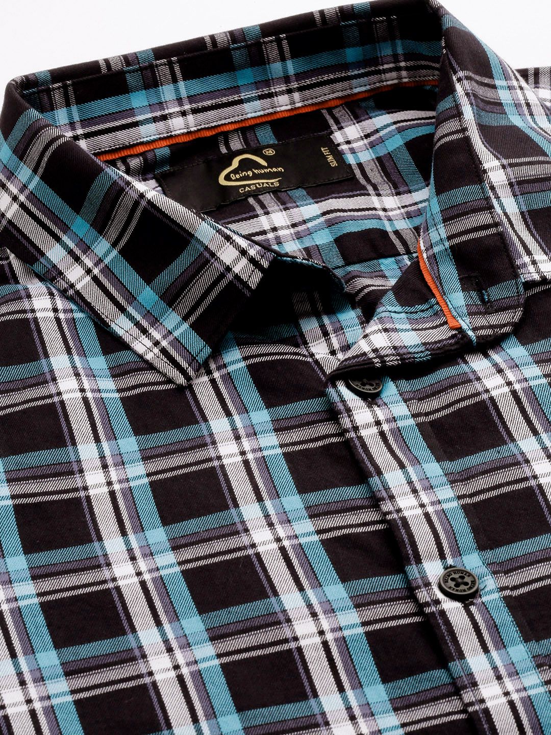 Being Human Pure Cotton Slim Fit Checked Casual Shirt