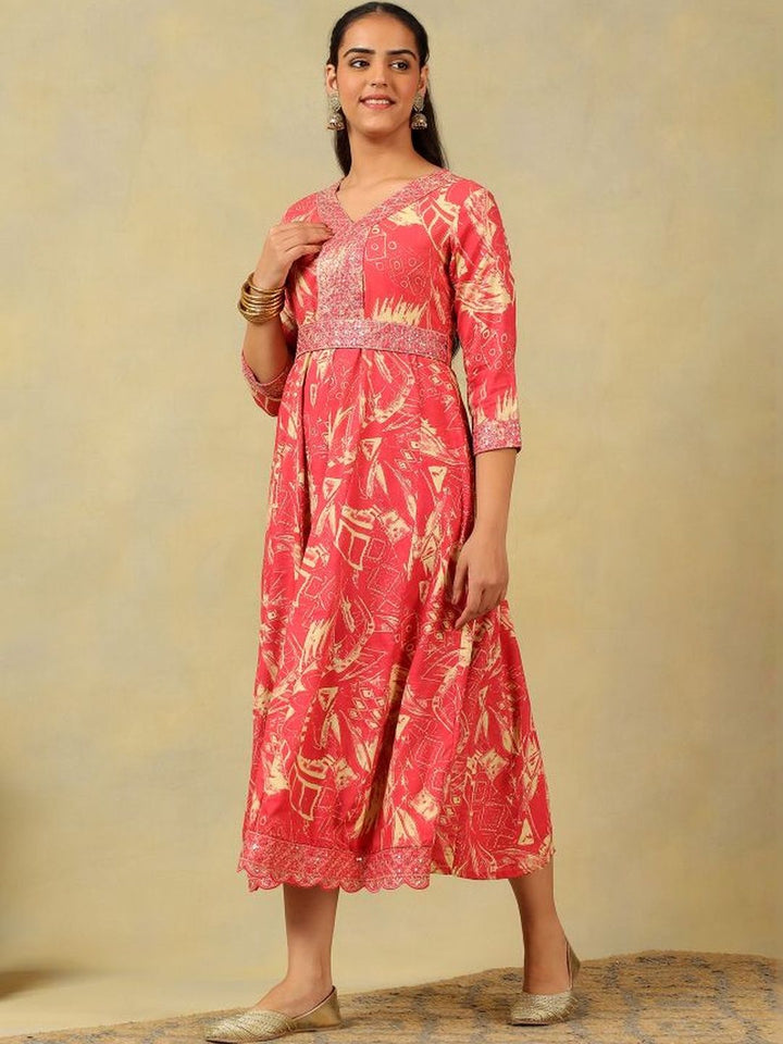 Mamicha Print A-Line Midi Dress