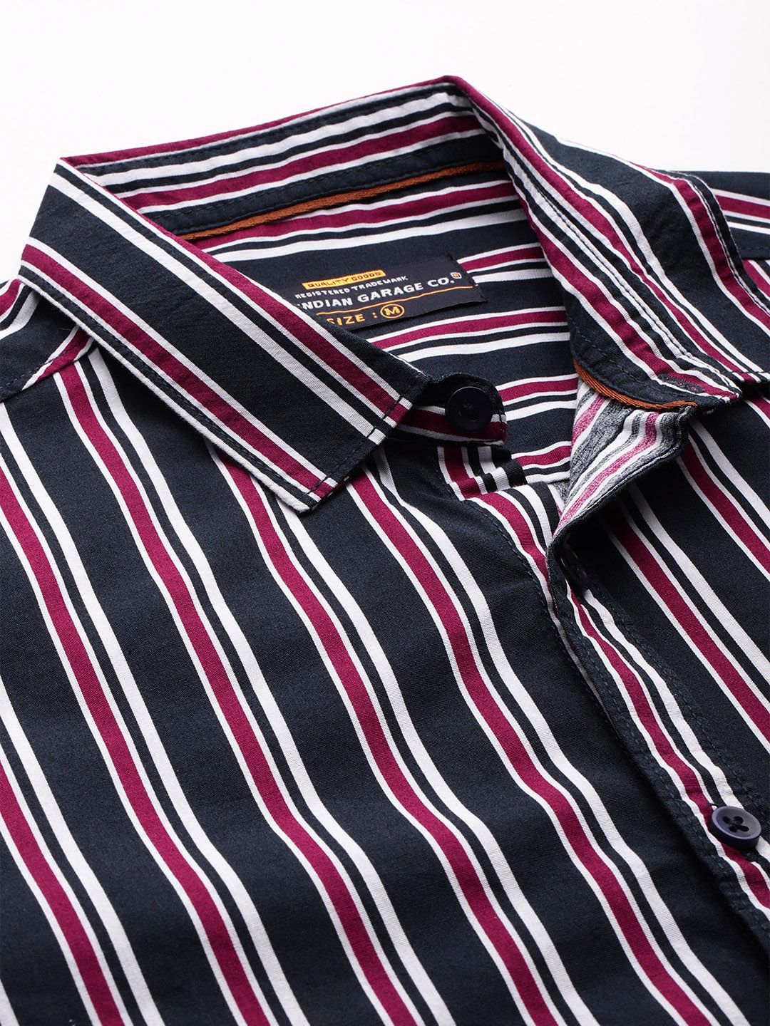 The Indian Garage Co Slim Fit Striped Pure Cotton Shirt