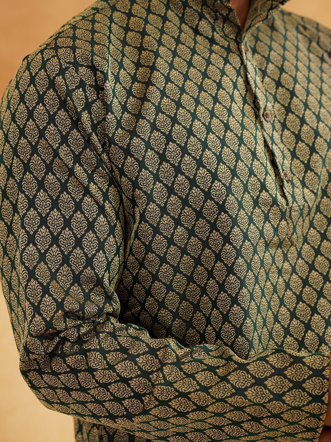 SOJANYA Motif Etnik Reka bentuk tenunan Kolar Jalur Kurta Lurus Dengan Churidar