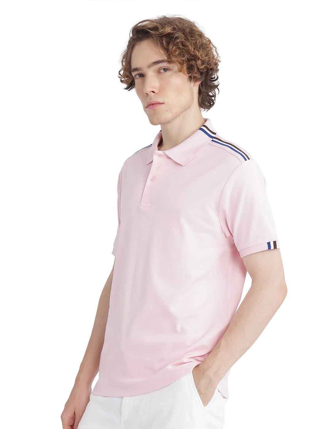 RARE RABBIT Men Polo Collar Applique T-shirt