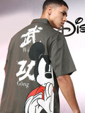 Highlander Disney Men Grey Mickey Printed Oversized Casual Shirt