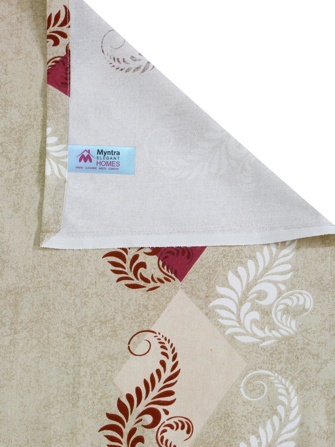 Myntra Elegant Homes Beige Geometric 400 TC Single Bedsheet with 1 Pillow Covers