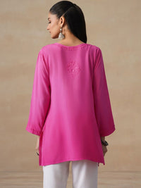 House of Chikankari Floral Viscose Rayon Straight Knee Length Kurta