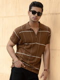 Powerlook Men Checked Polo Collar Cotton T-shirt