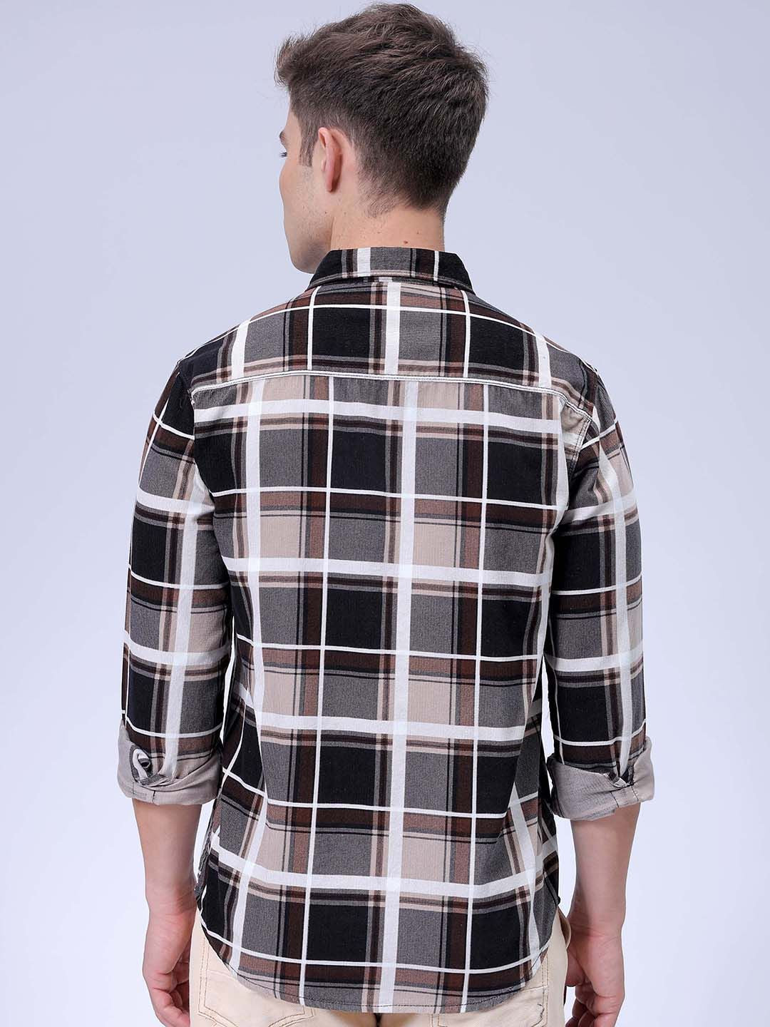 The Indian Garage Co Men Spread Collar Tartan Checked Casual Shirt