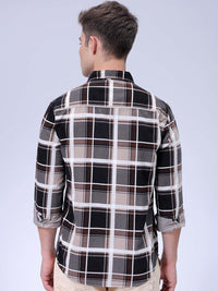 The Indian Garage Co Men Spread Collar Tartan Checked Casual Shirt