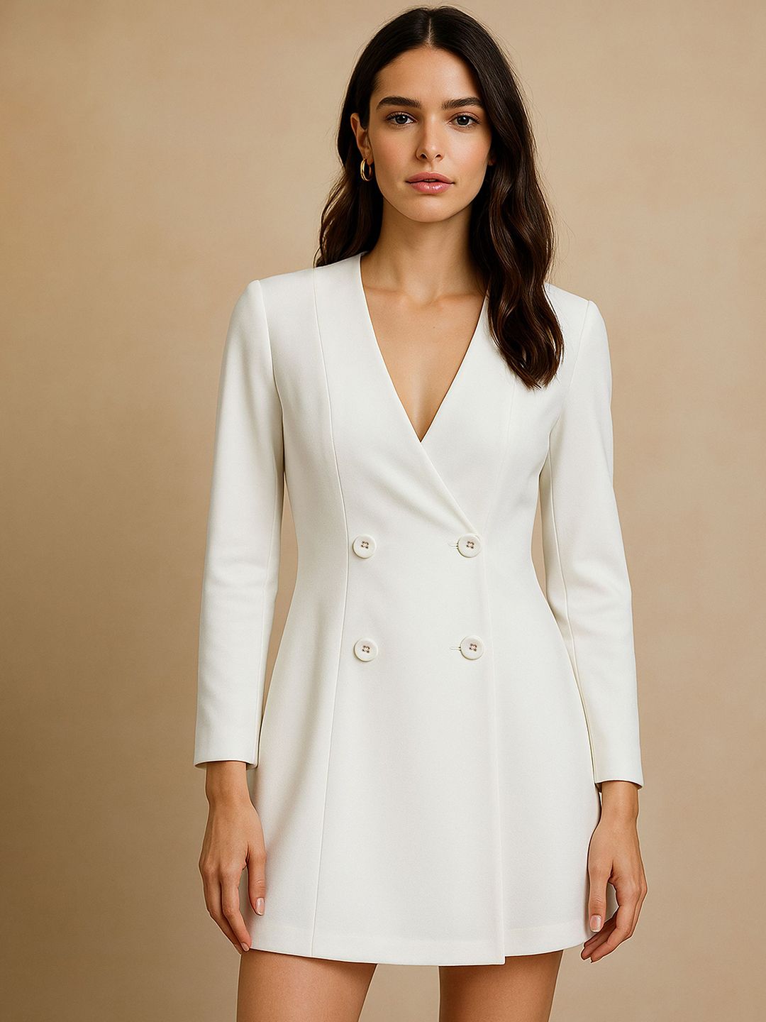 SASSAFRAS Women V-Neck Mini Blazer Dresses